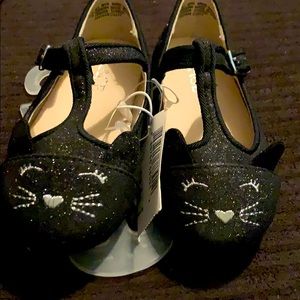 NWT The Children’s Place black cat T-strap shoes